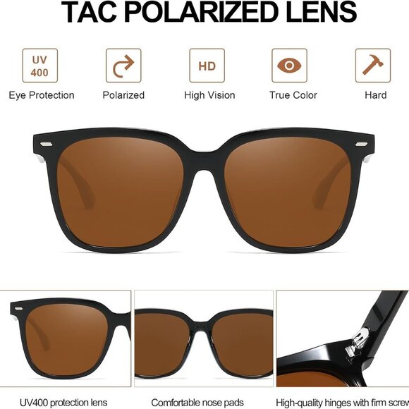 Trendy Polarized Sunglasses for Women Square UV Protection Large/Big Sunnies IF5 - Picture 4 of 5